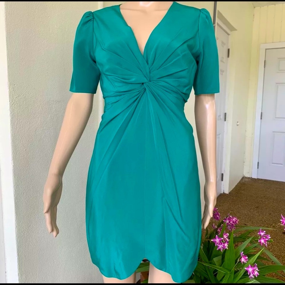 Rebecca Minkoff Ilaria silk green twist dress Sz 4